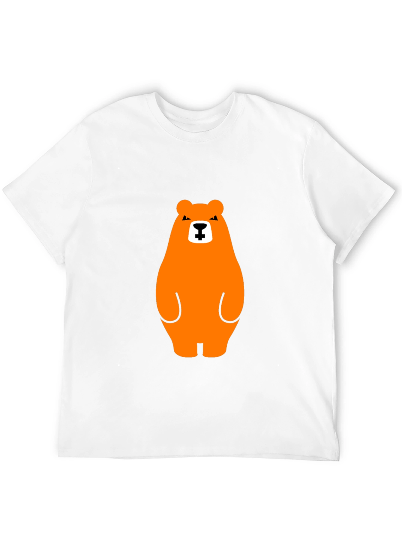 Orange Bear Graphic Tee - Casual Black T-Shirt