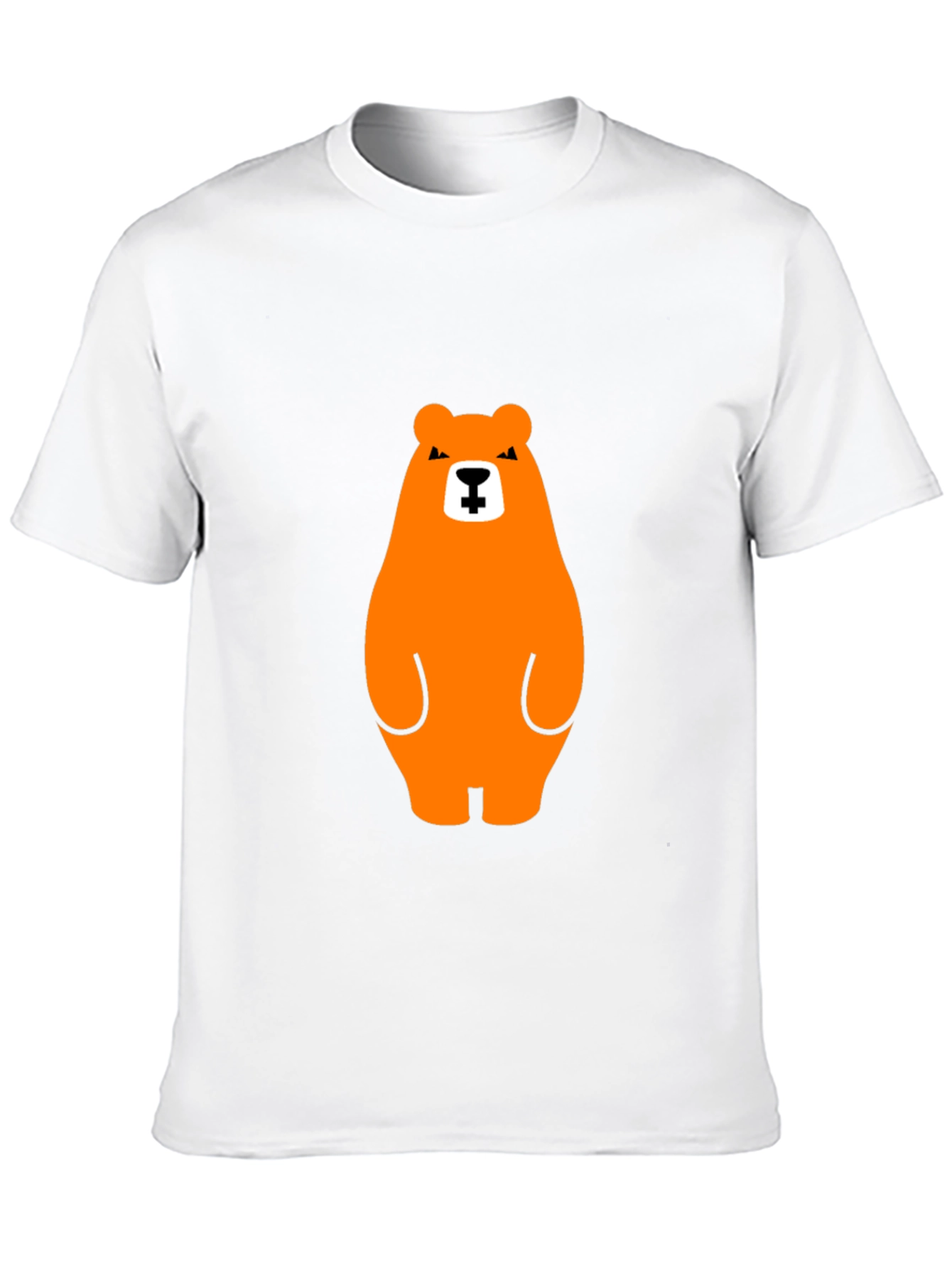 Orange Bear Graphic Tee - Casual Black T-Shirt