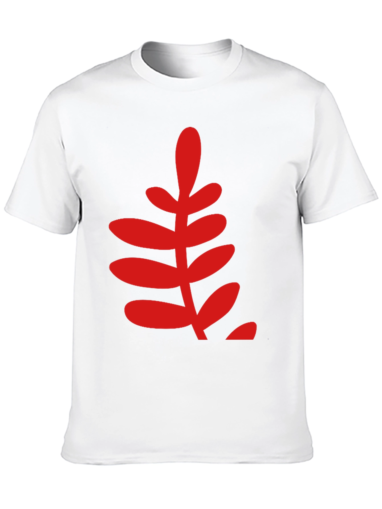 Bold Red Leaf Graphic Print Black T-Shirt