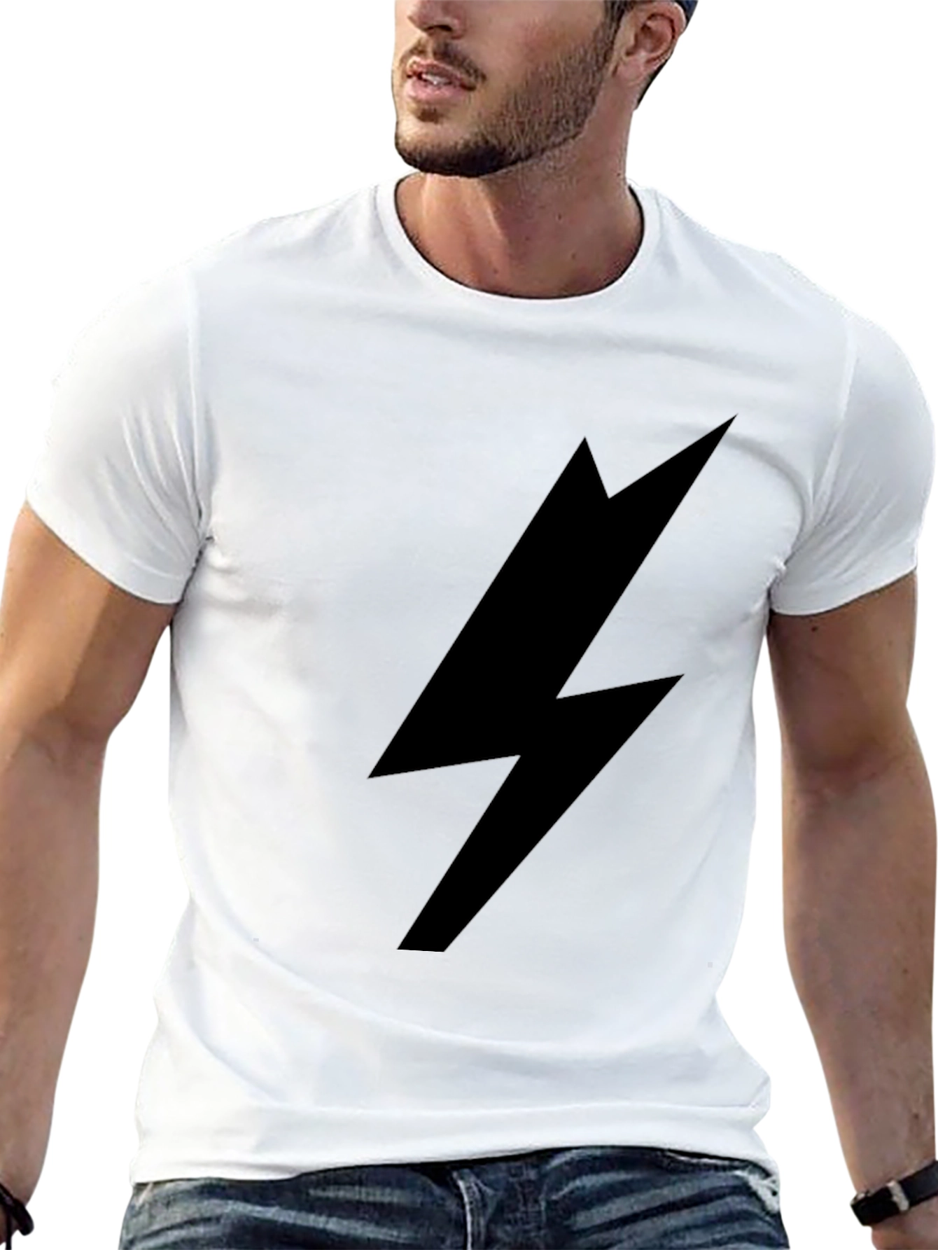 Black Lightning Bolt Graphic T-Shirt