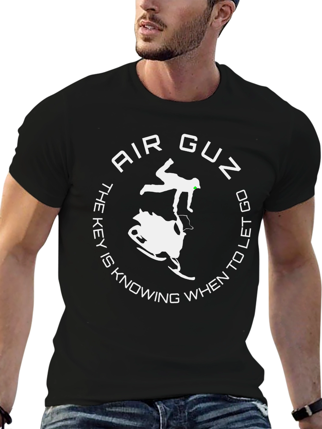 Air Guz T-Shirt Snowmobile Key to Let Go Black