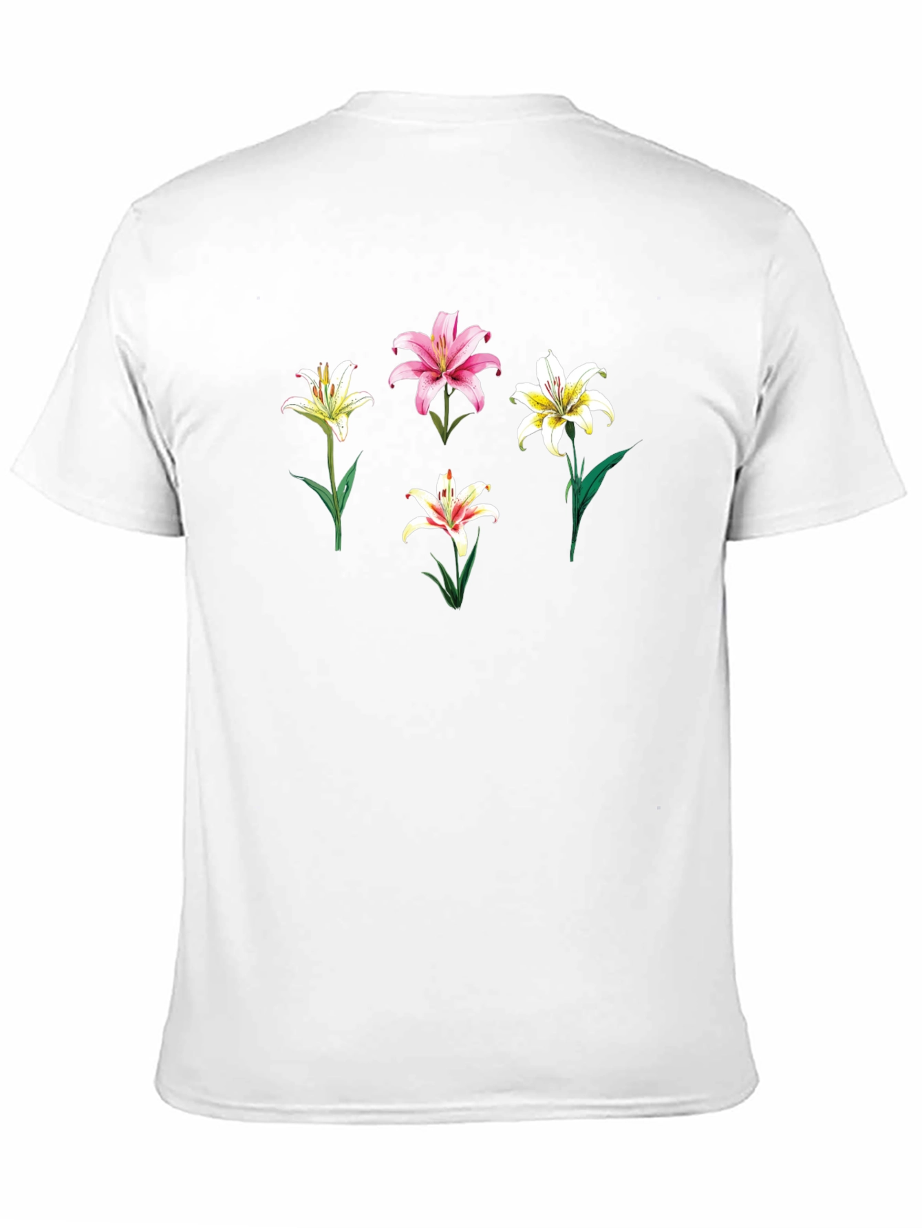 Floral Lily Print Black T-Shirt