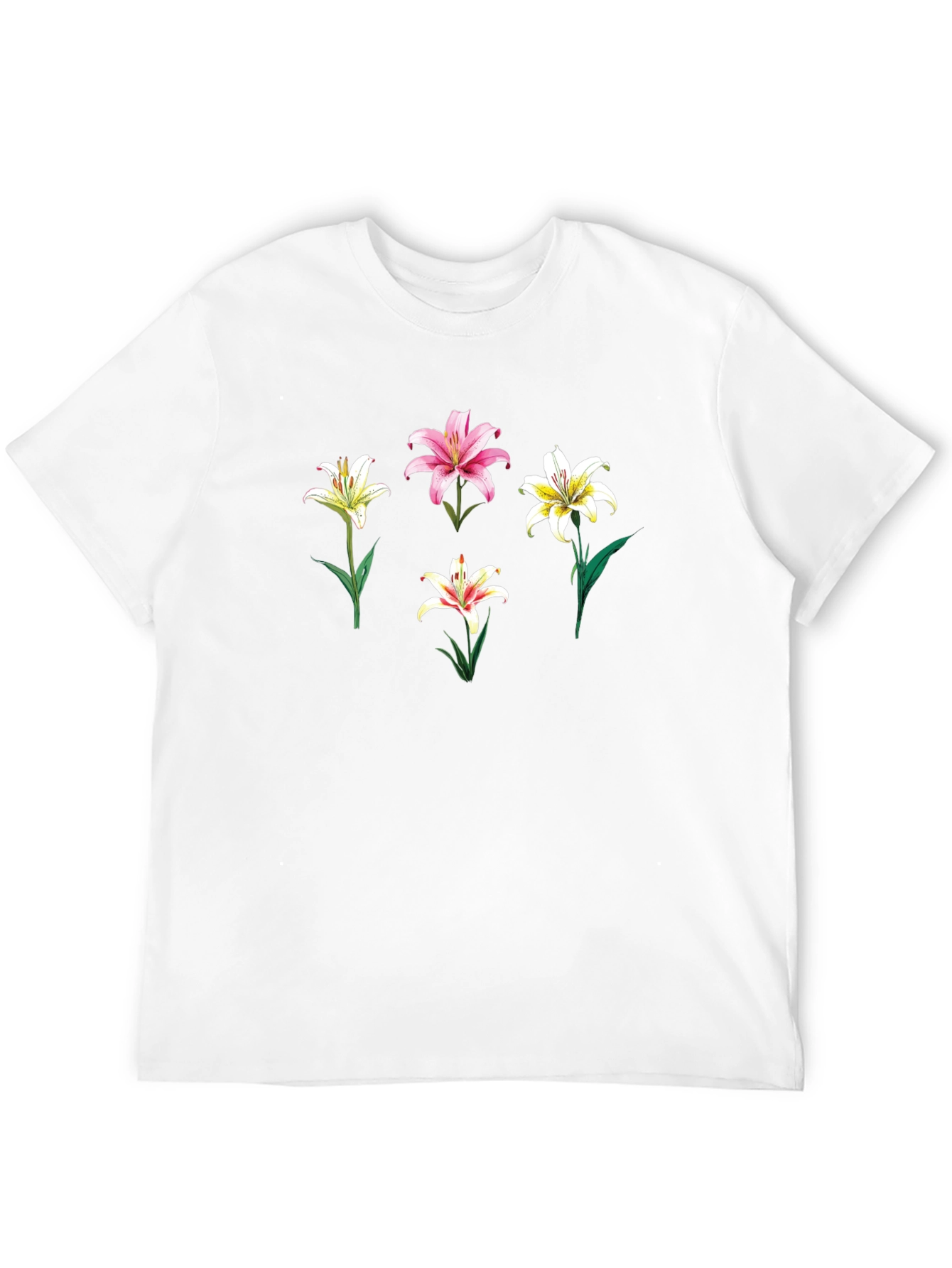 Floral Lily Print Black T-Shirt