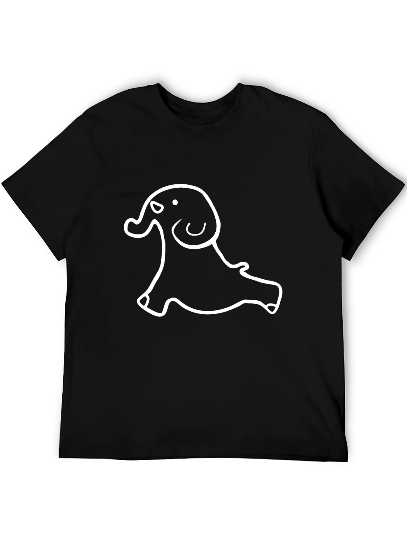 Black T-Shirt with White Elephant Graphic