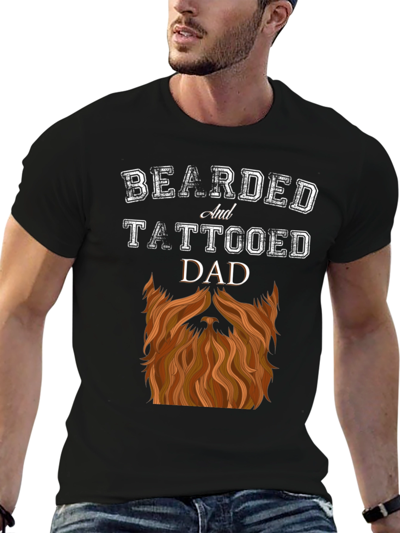 Bearded and Tattooed Dad Graphic T-Shirt