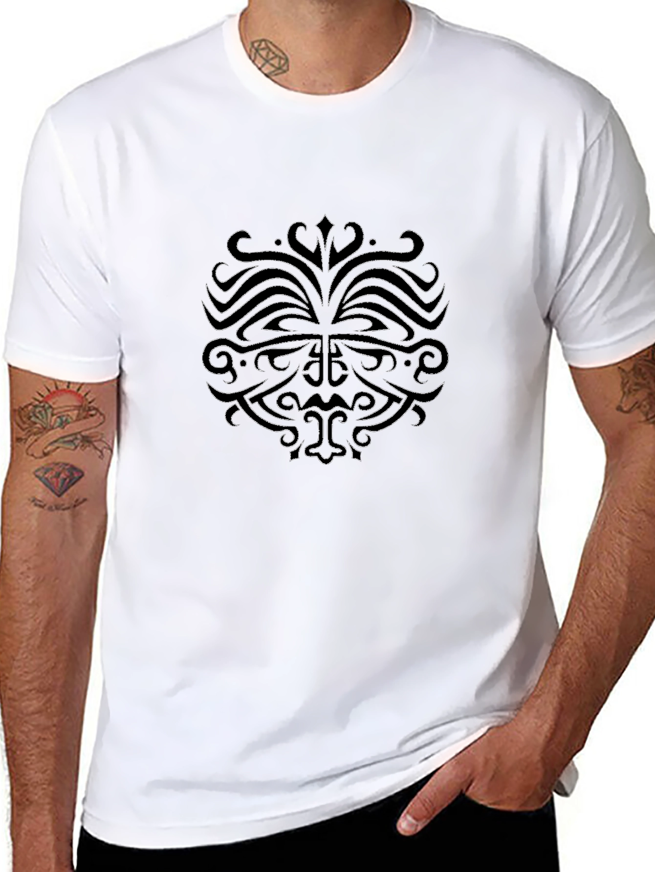 Black T-Shirt with Tribal Inspired Design