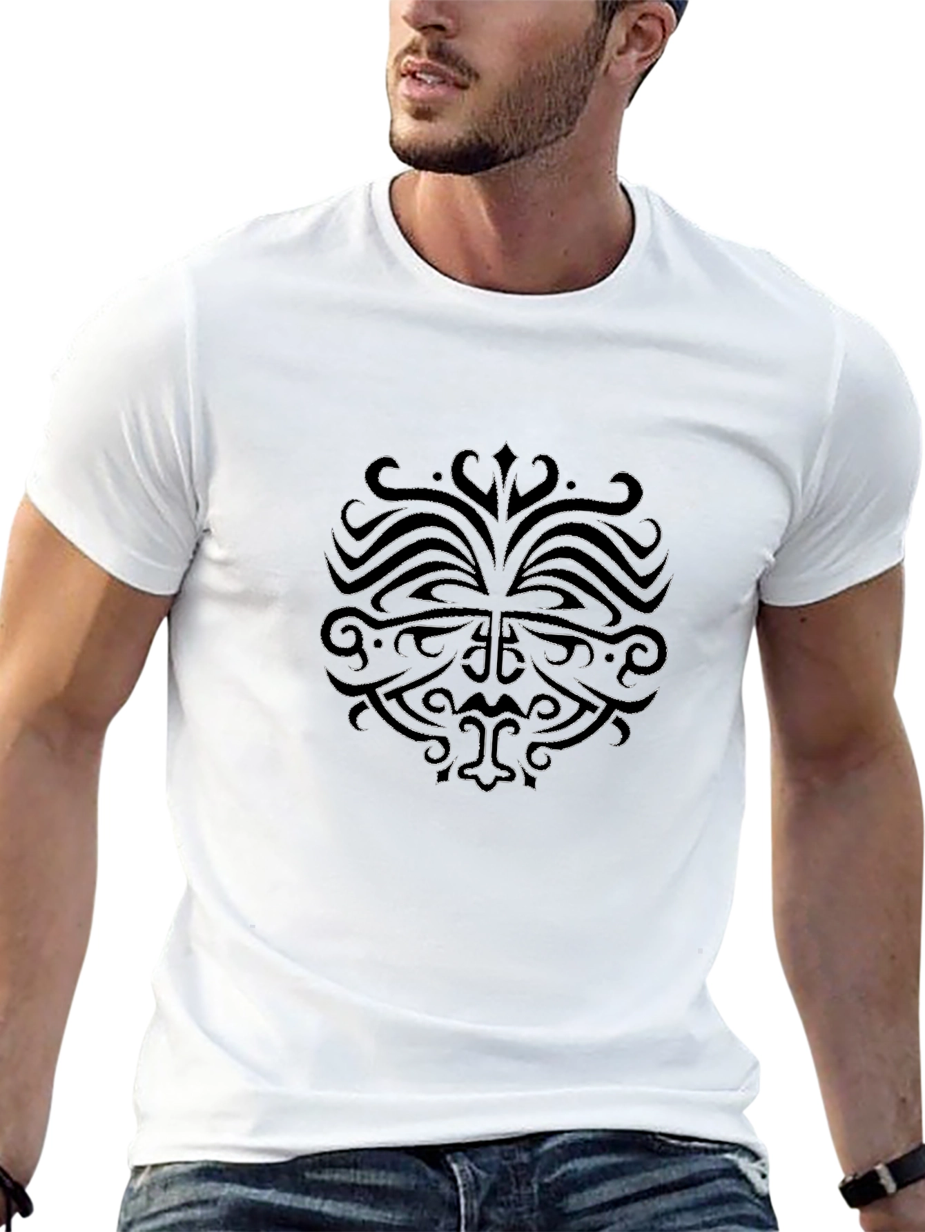 Black T-Shirt with Tribal Inspired Design