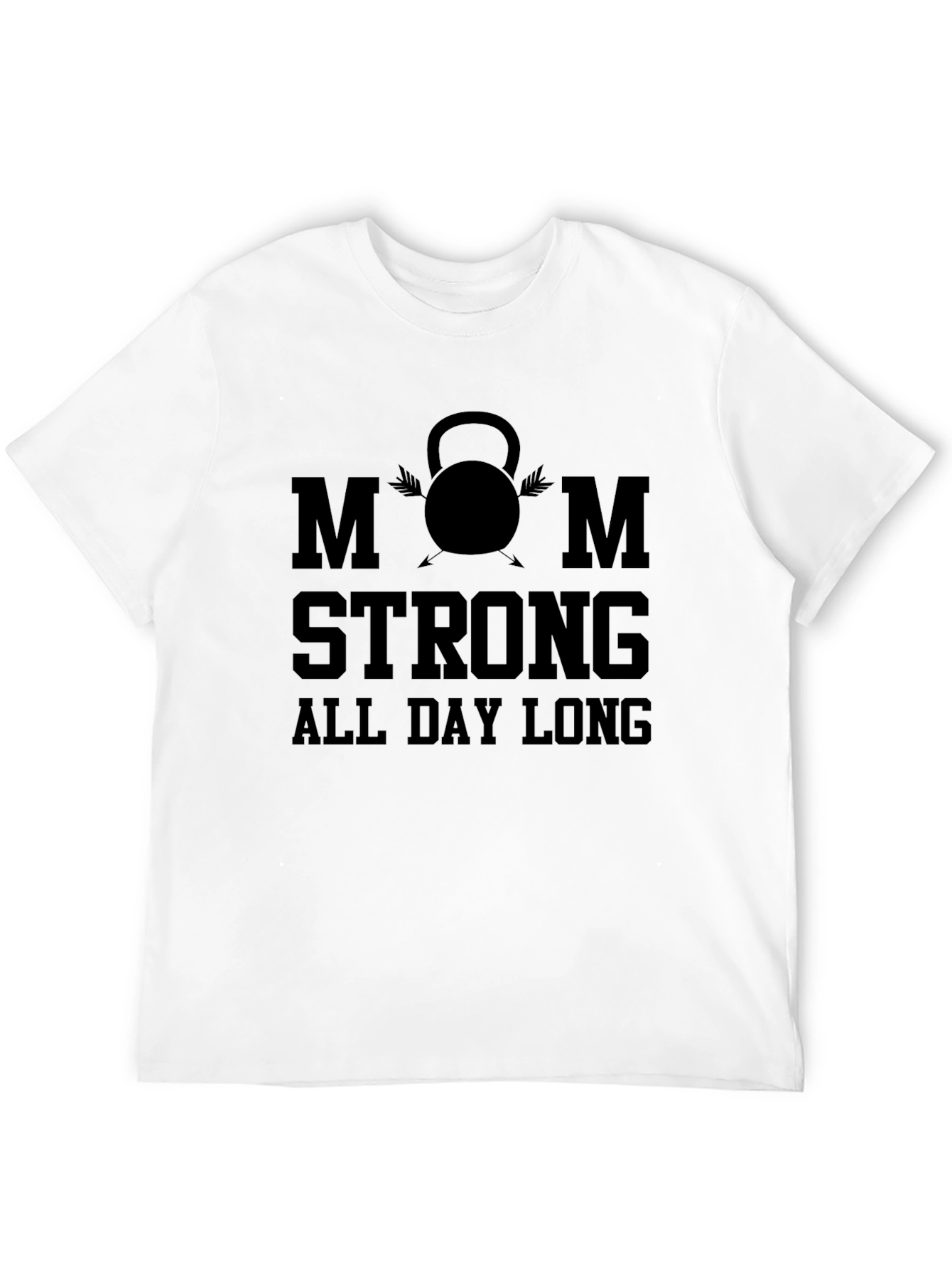 Mom Strong All Day Long Black T-Shirt