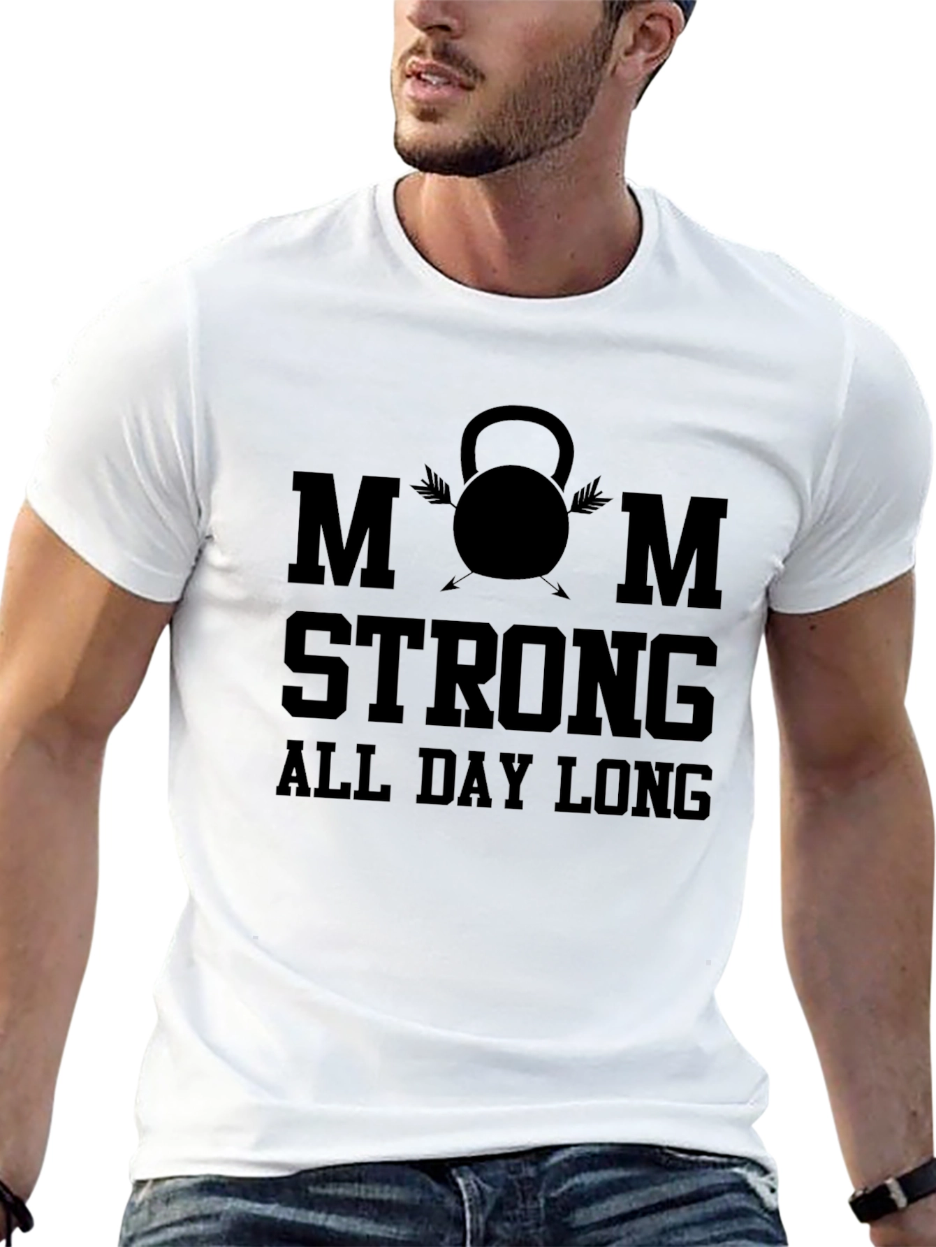 Mom Strong All Day Long Black T-Shirt