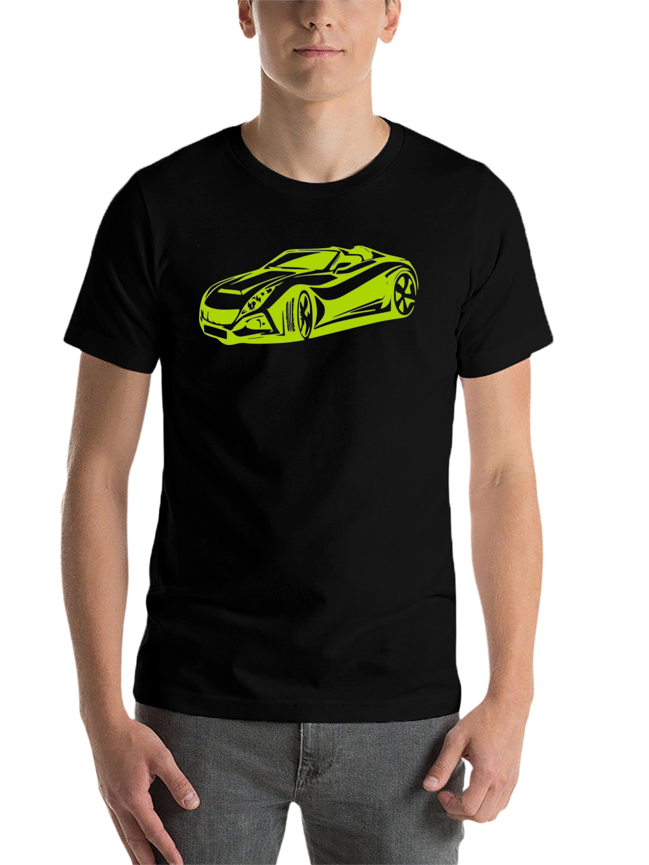 Sleek Car Graphic Tee - Black Cotton