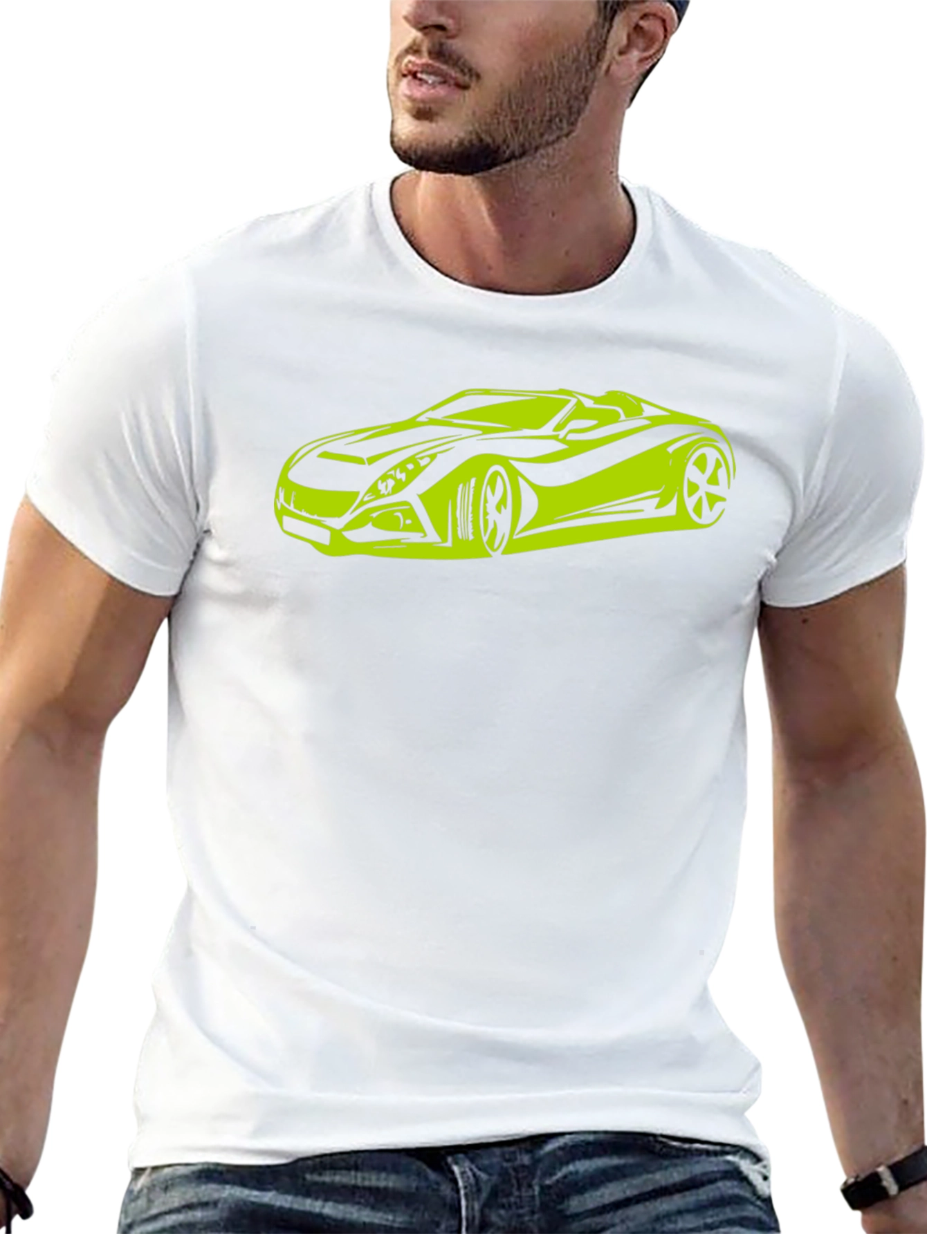 Sleek Car Graphic Tee - Black Cotton