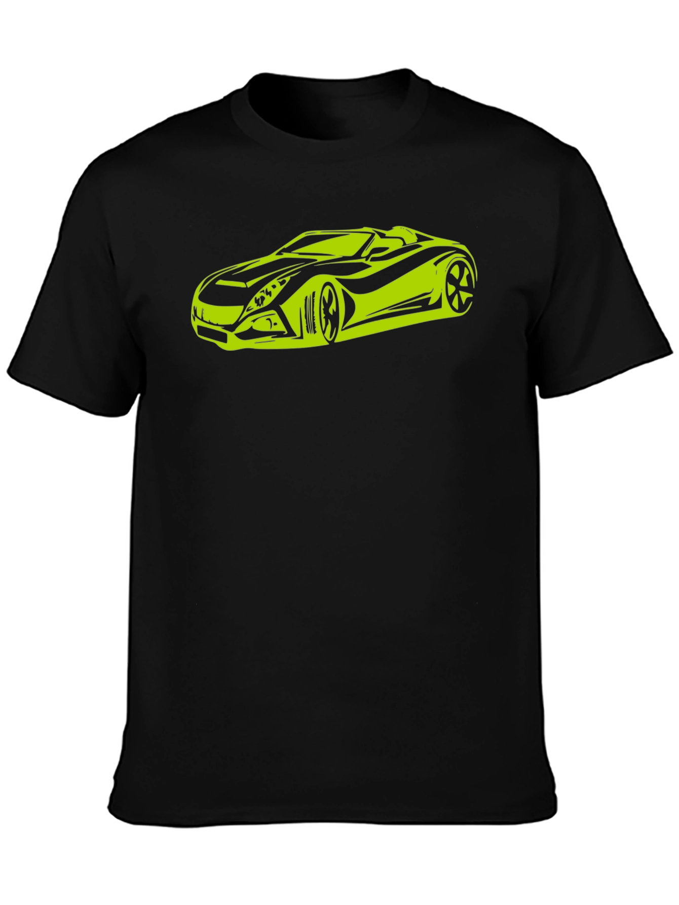 Sleek Car Graphic Tee - Black Cotton