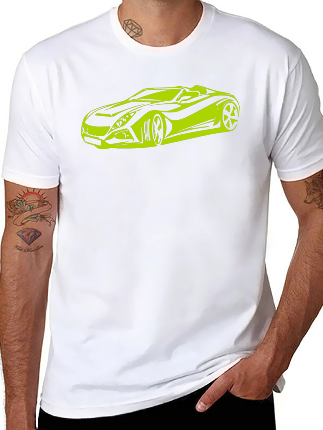 Sleek Car Graphic Tee - Black Cotton