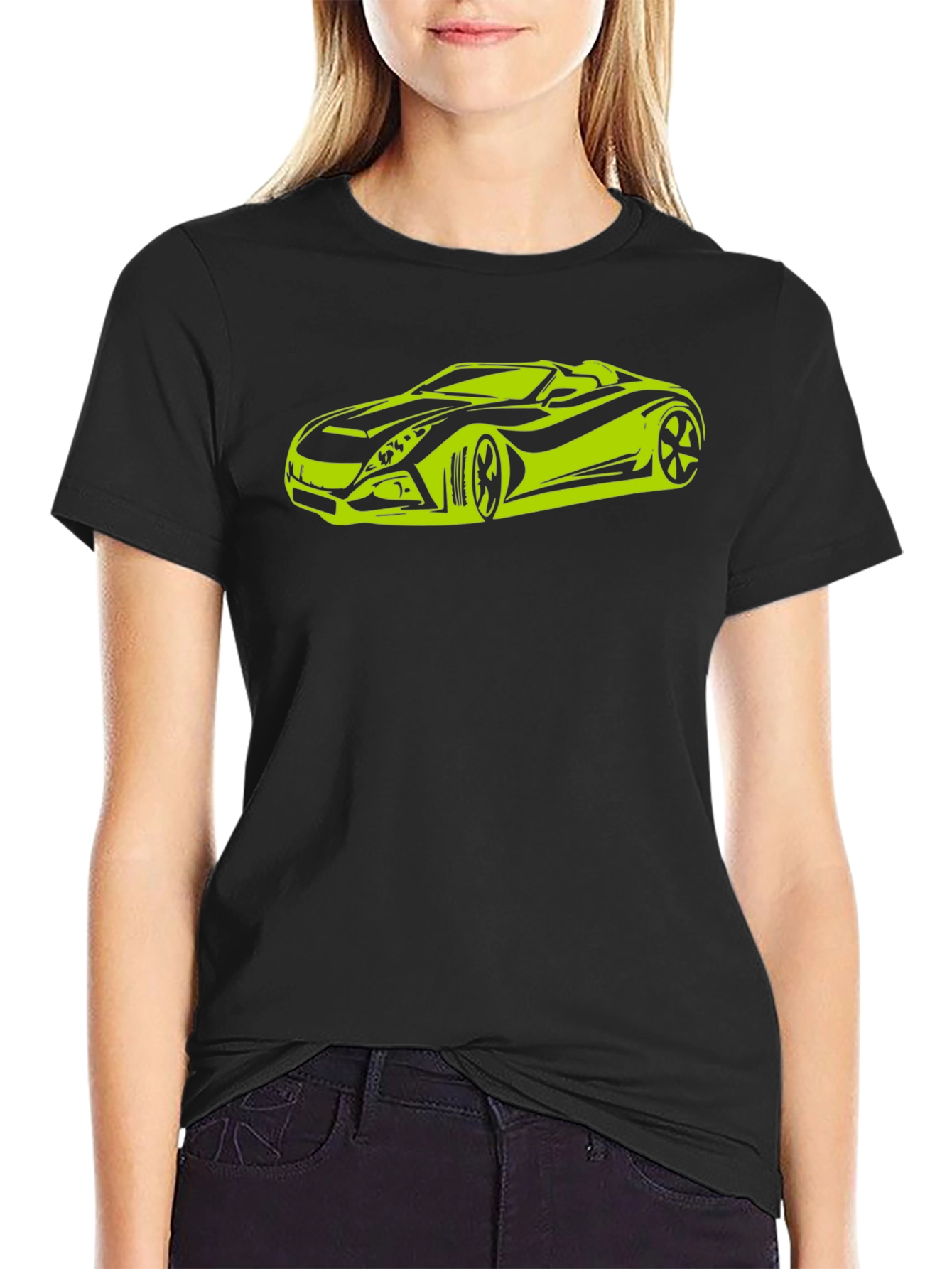 Sleek Car Graphic Tee - Black Cotton