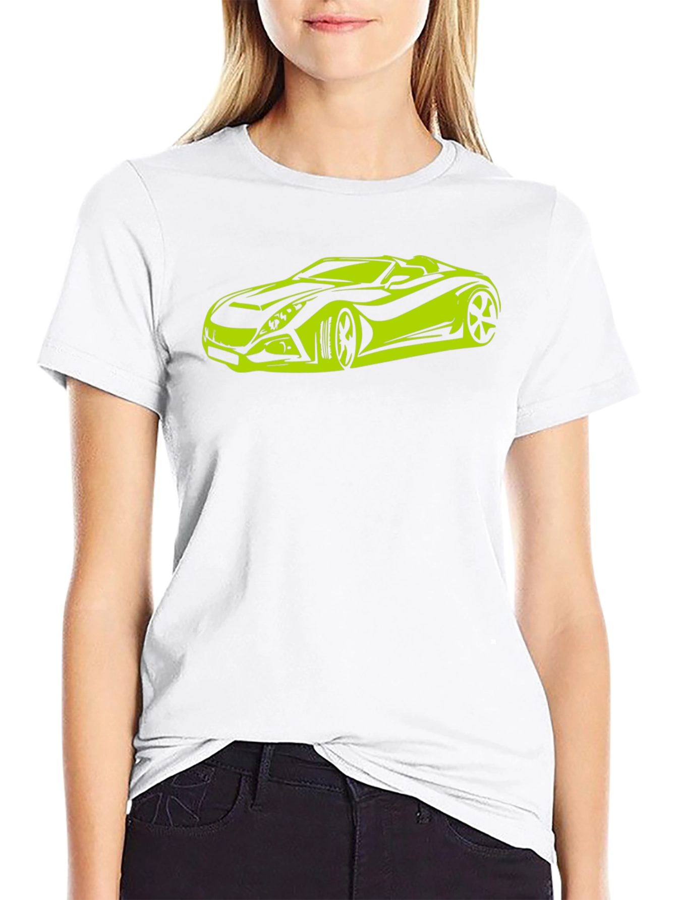 Sleek Car Graphic Tee - Black Cotton