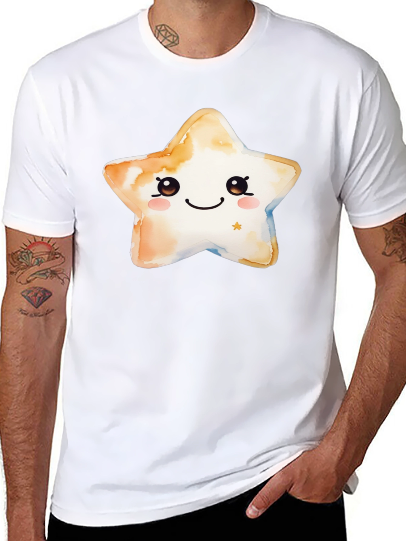 Cute Star Graphic T-Shirt - Black Cotton Tee