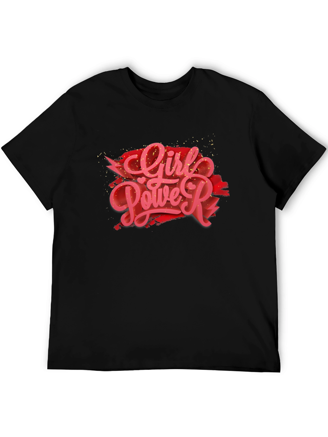 Girl Power Graphic Print Black T-Shirt