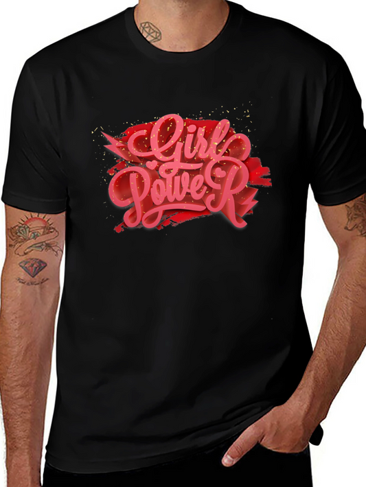Girl Power Graphic Print Black T-Shirt