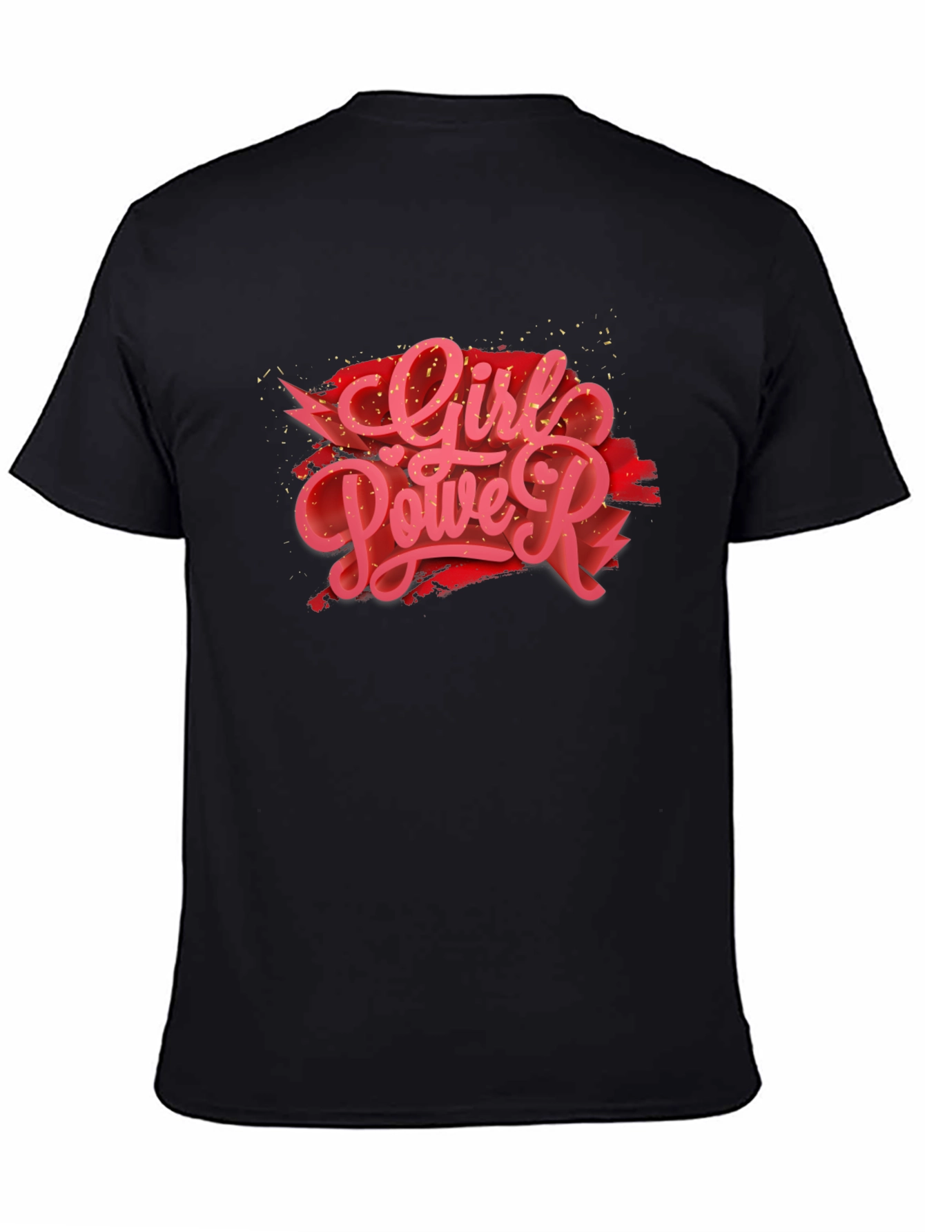 Girl Power Graphic Print Black T-Shirt