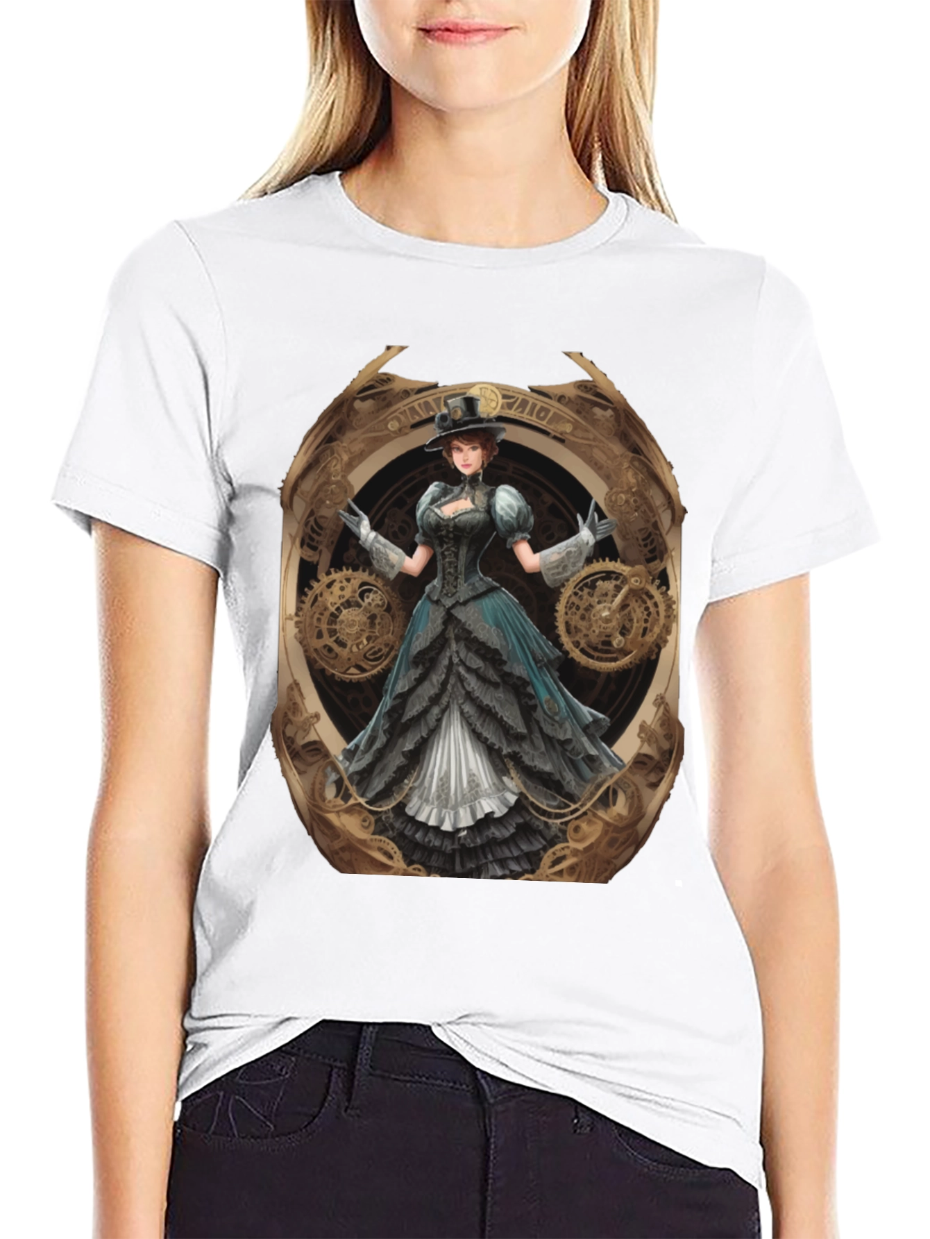 Steampunk Lady Graphic Tee - Unique Design
