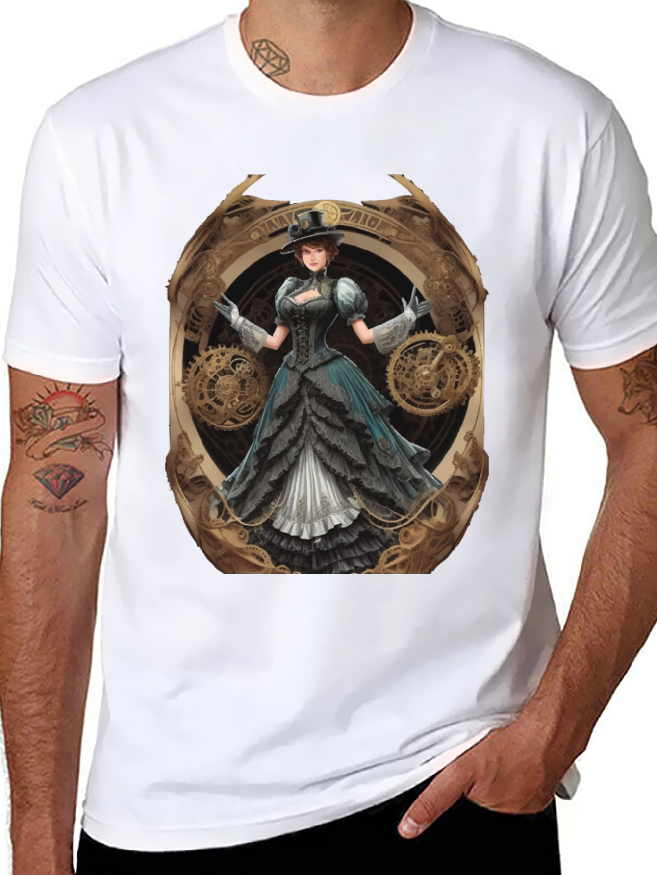 Steampunk Lady Graphic Tee - Unique Design