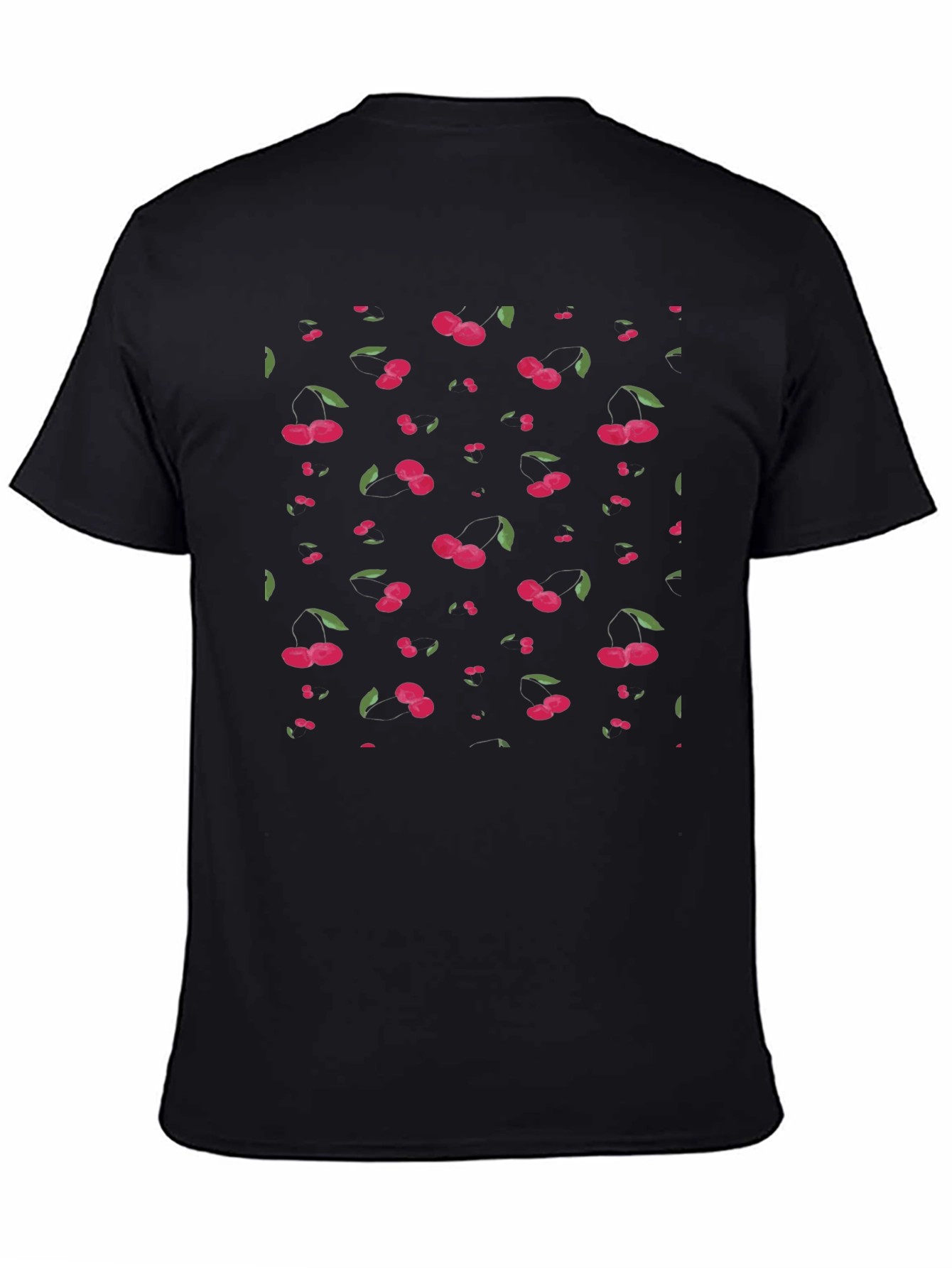 Cherry Print Black T-Shirt