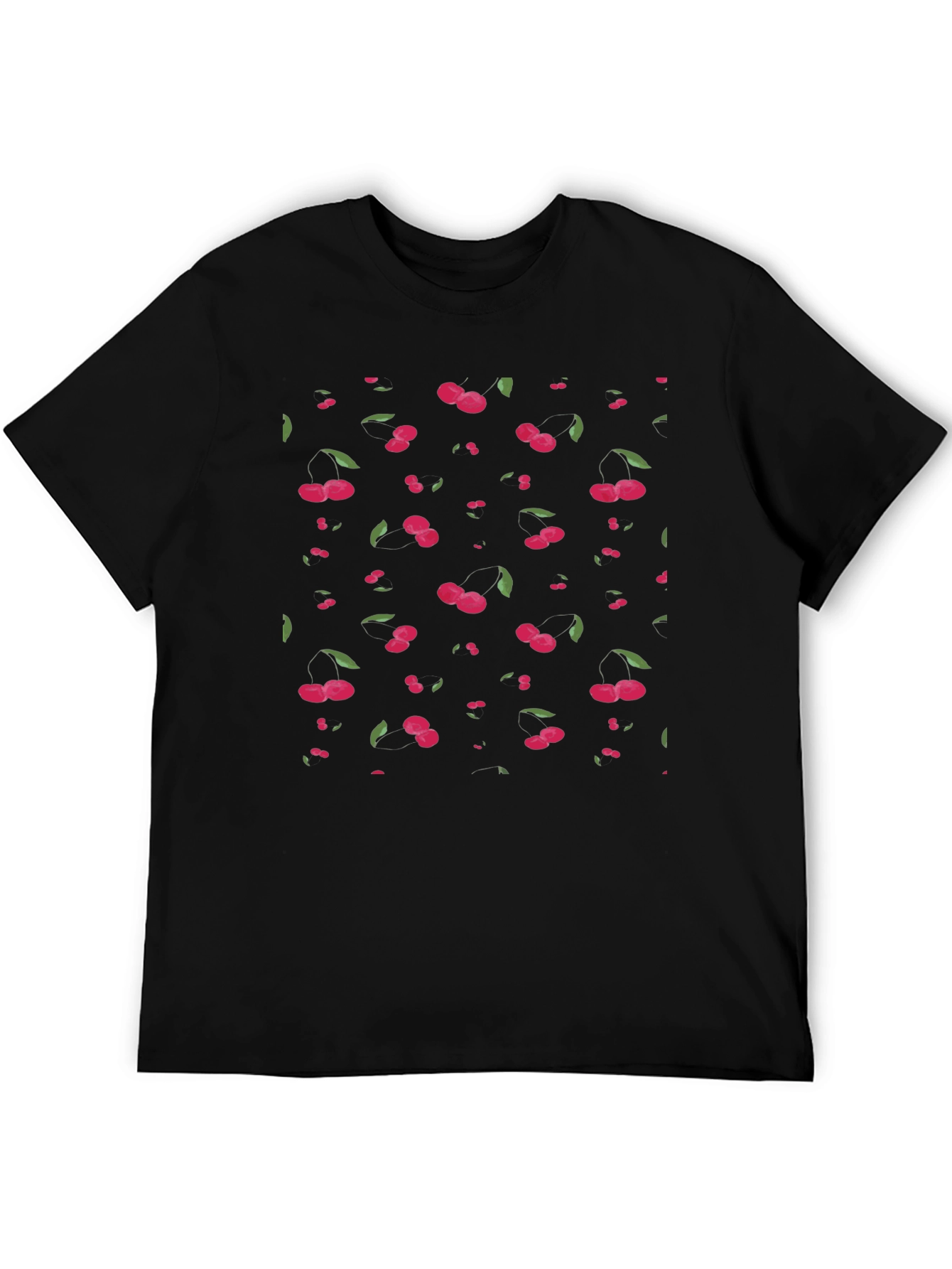 Cherry Print Black T-Shirt