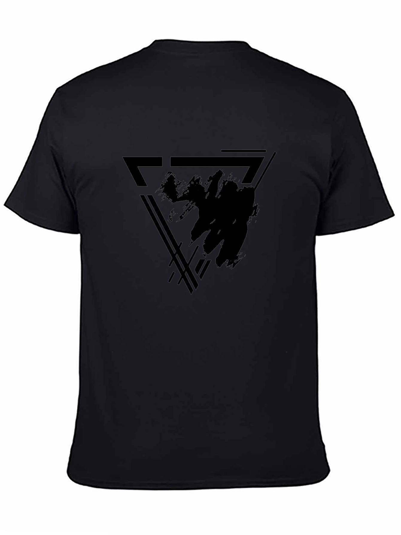 Modern Black Graphic Tee - Geometric Design T-Shirt