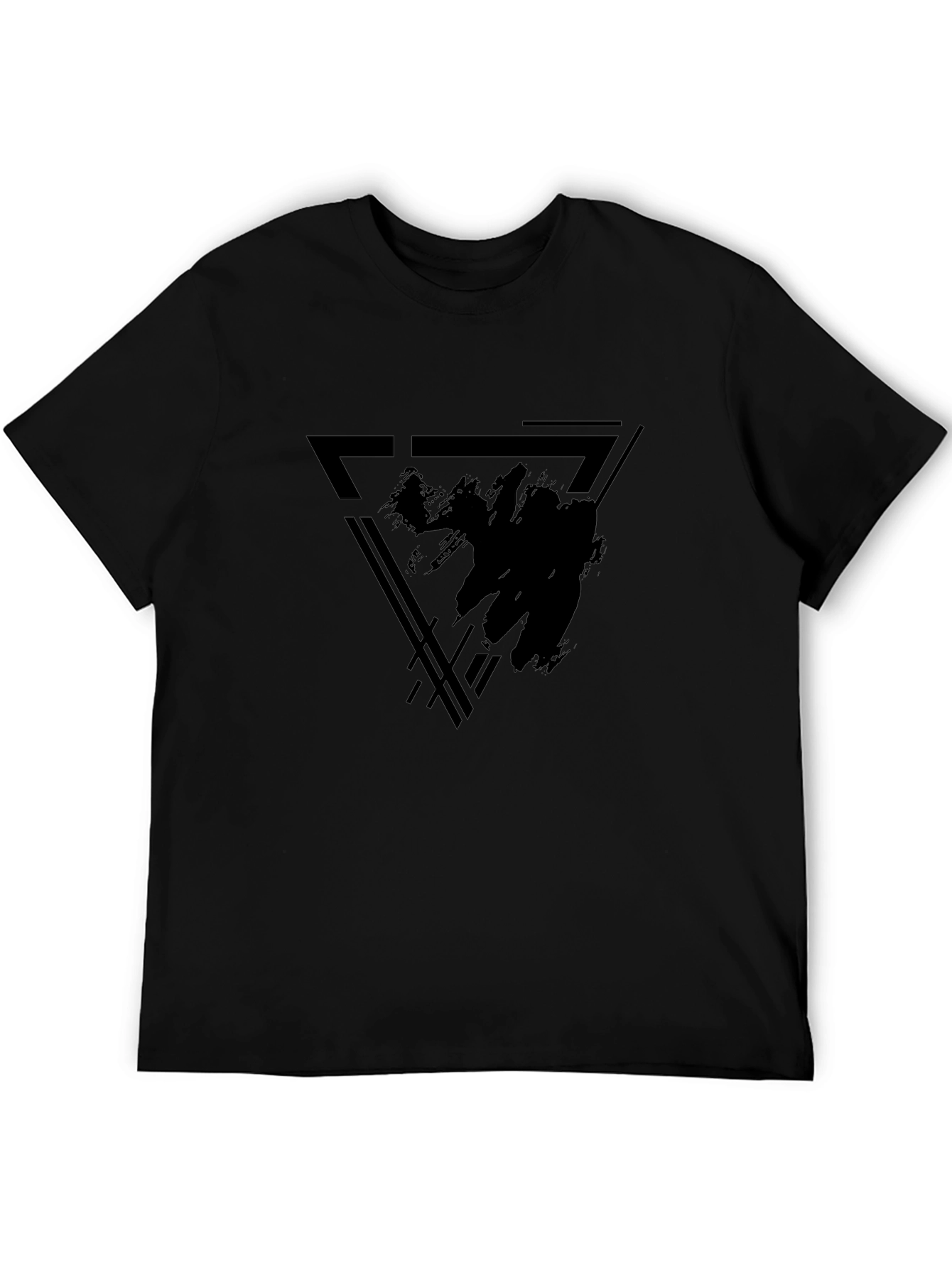 Modern Black Graphic Tee - Geometric Design T-Shirt