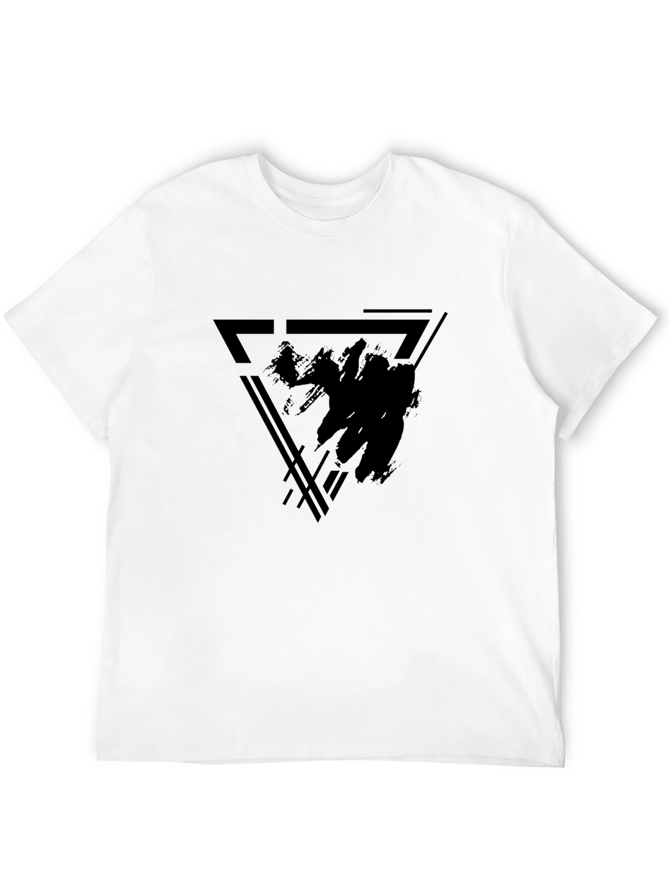 Modern Black Graphic Tee - Geometric Design T-Shirt