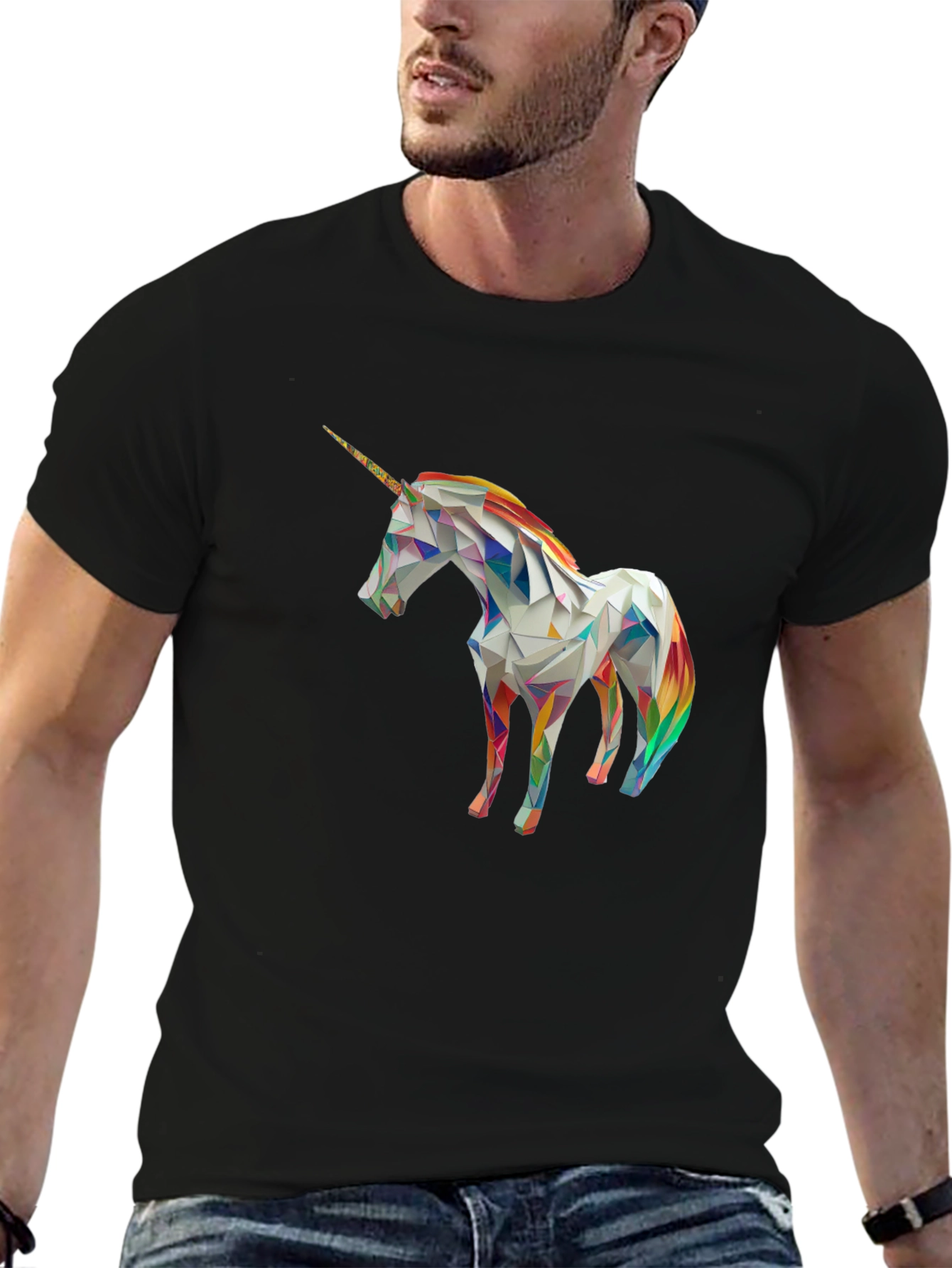 Geometric Unicorn Graphic T-Shirt