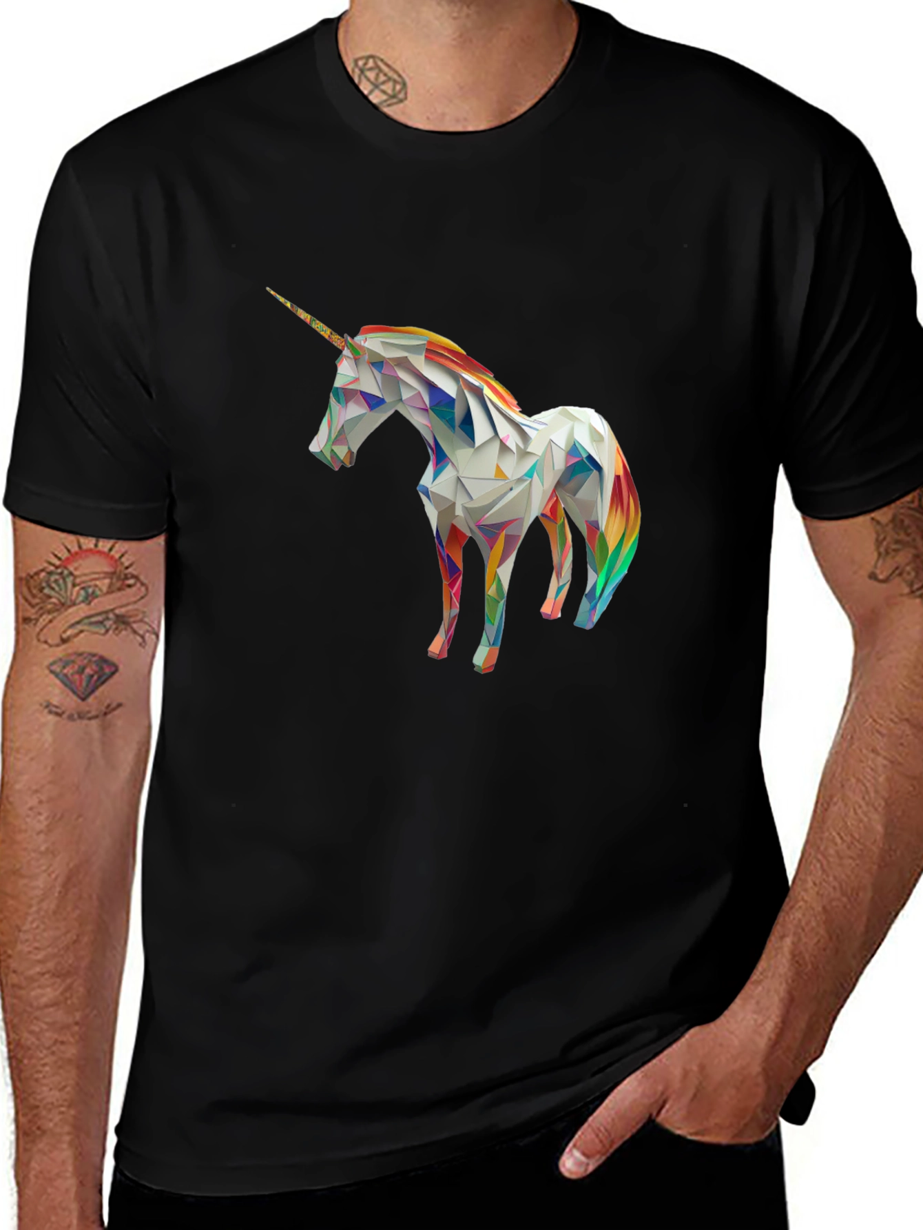 Geometric Unicorn Graphic T-Shirt