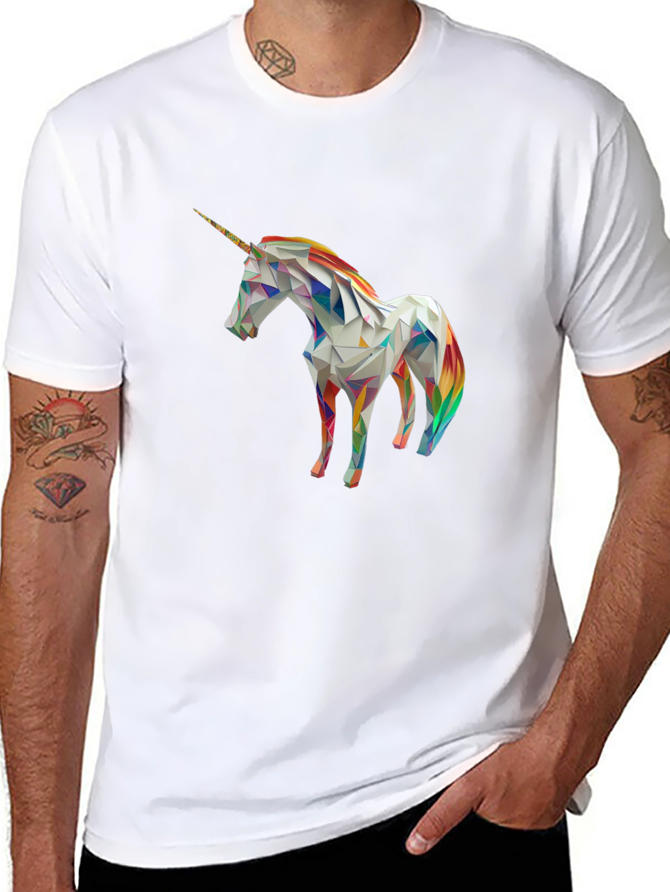 Geometric Unicorn Graphic T-Shirt