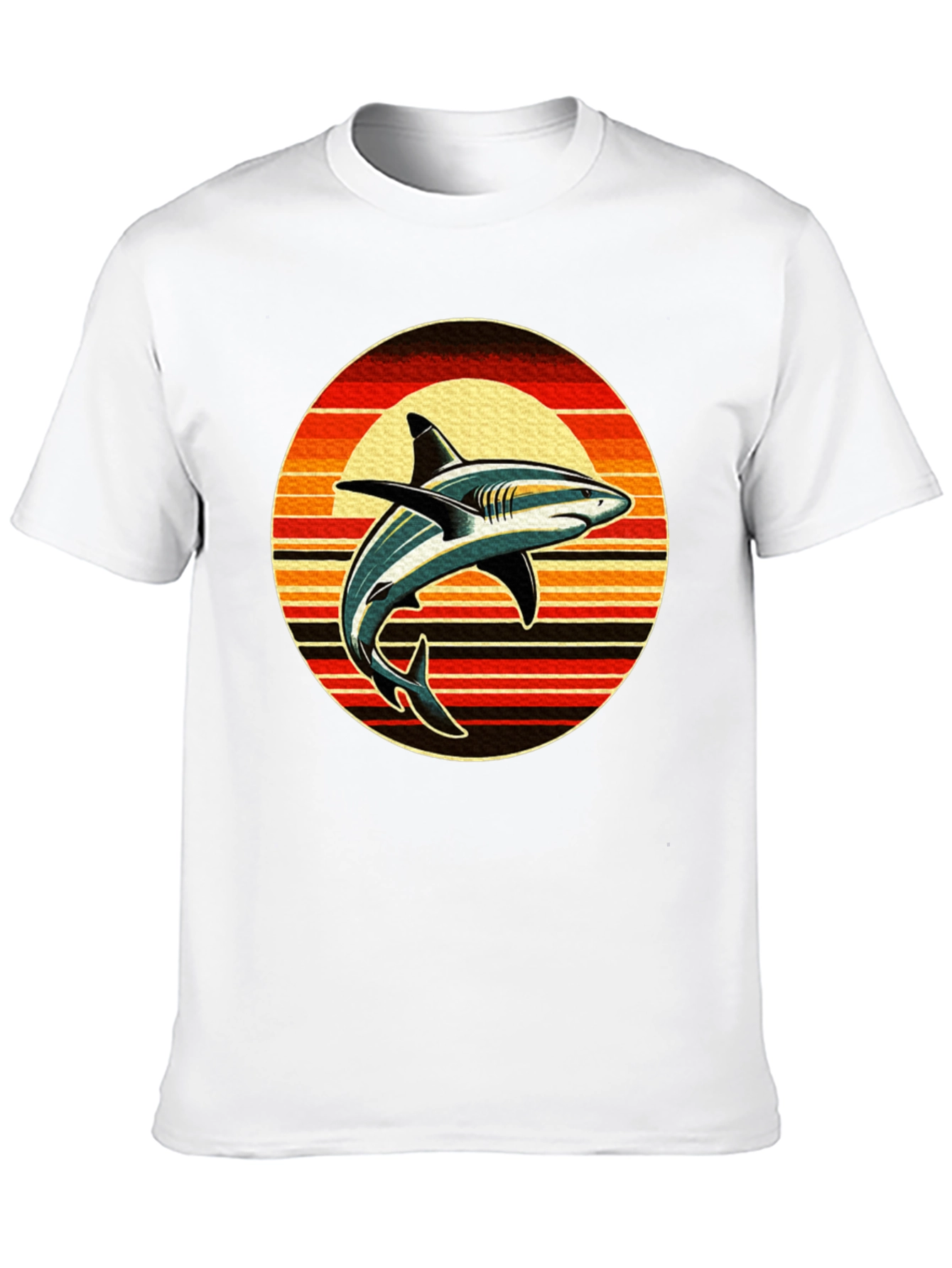 Retro Shark Sunset Graphic Tee - Black