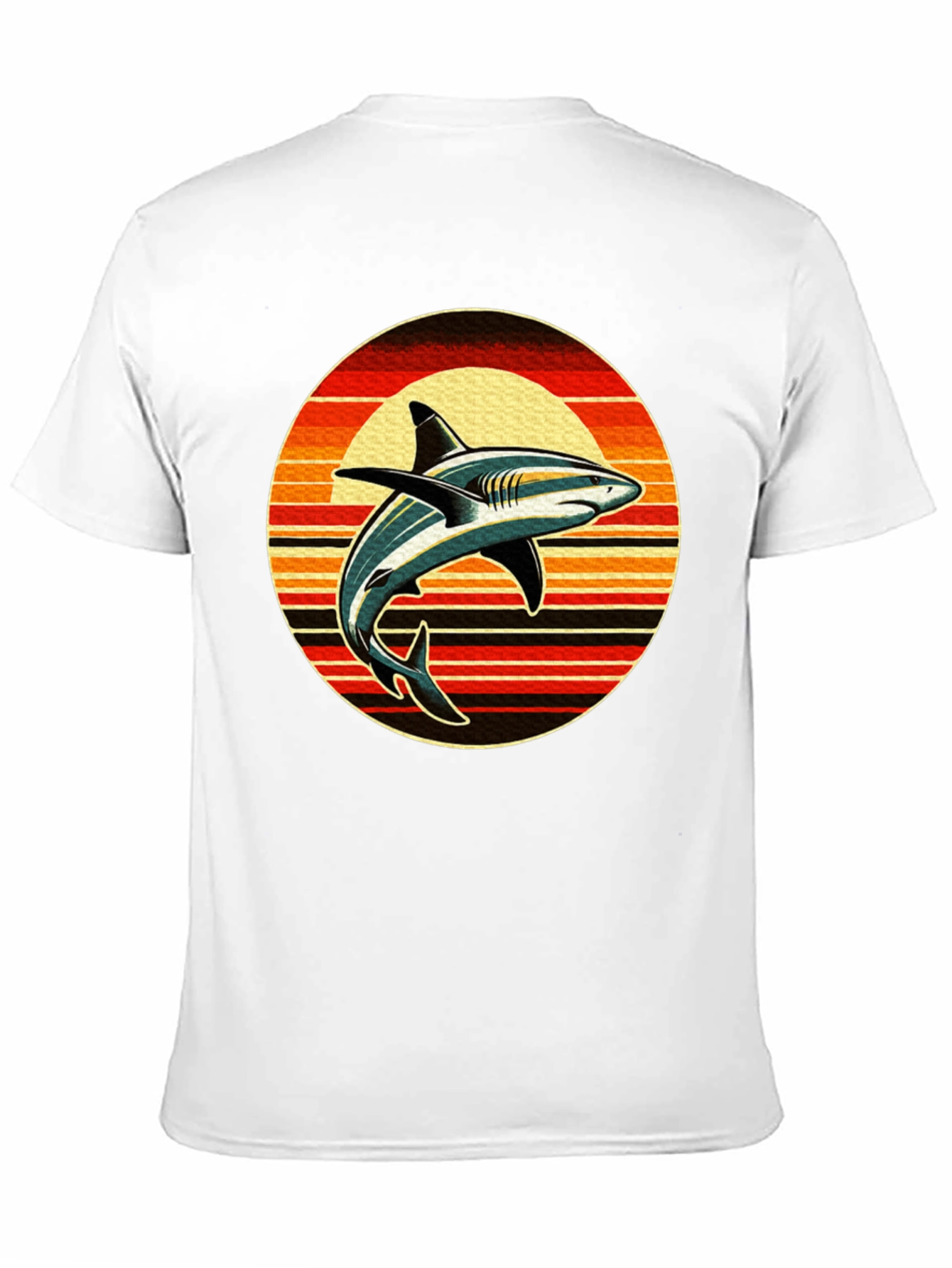 Retro Shark Sunset Graphic Tee - Black