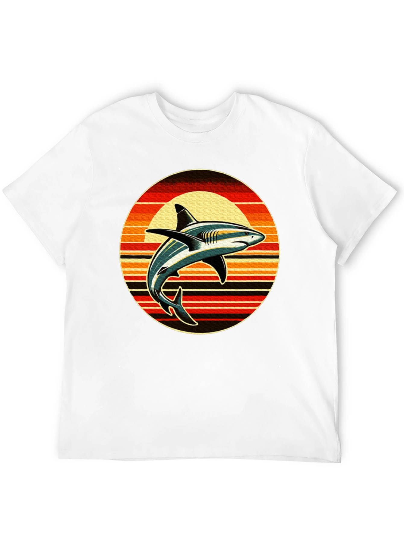 Retro Shark Sunset Graphic Tee - Black