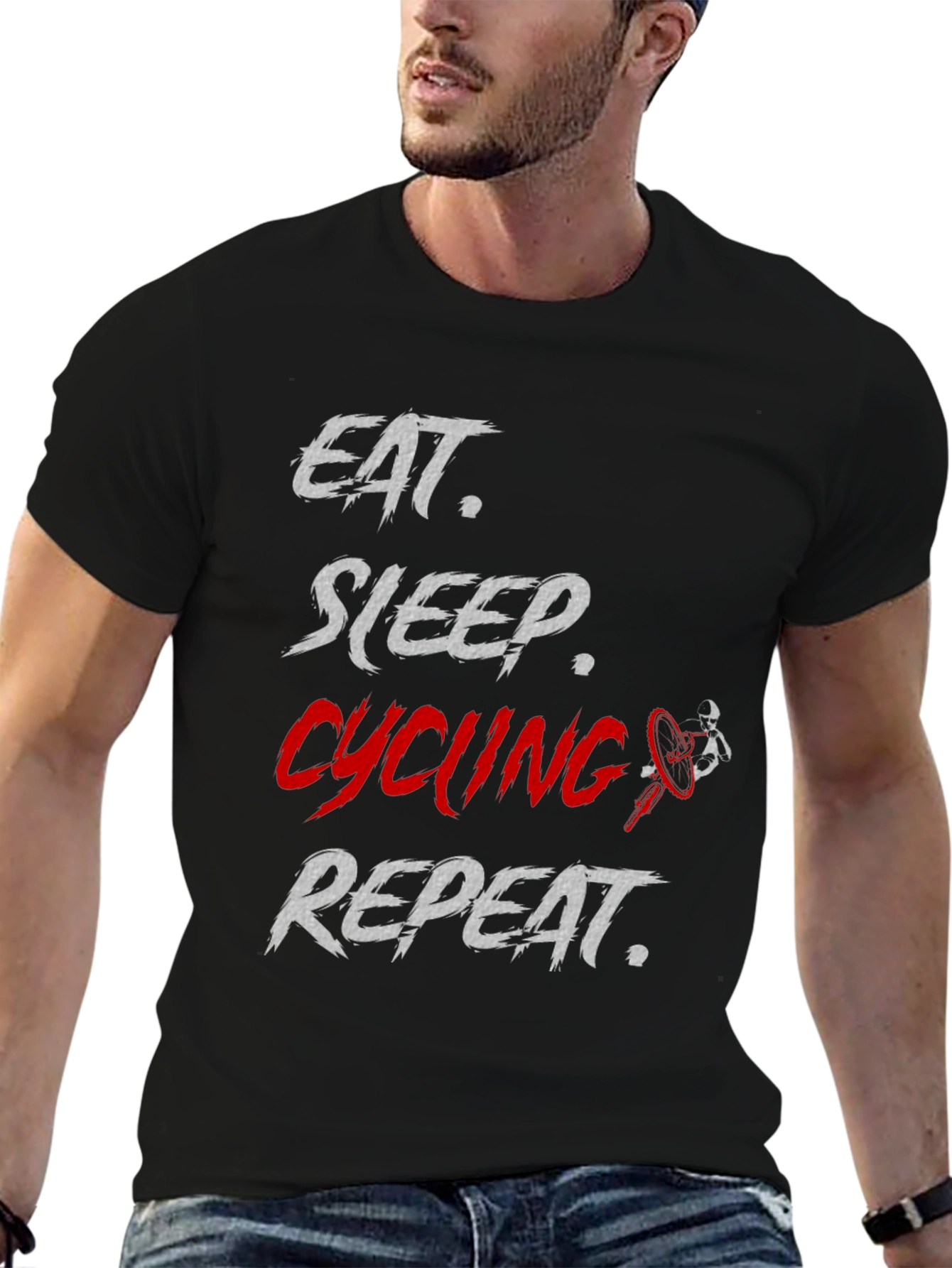 Eat Sleep Cycling Repeat Black T-Shirt