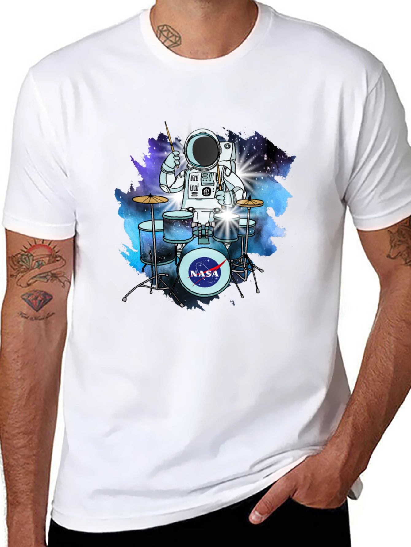 Astronaut Drummer T-Shirt - Space NASA Tee