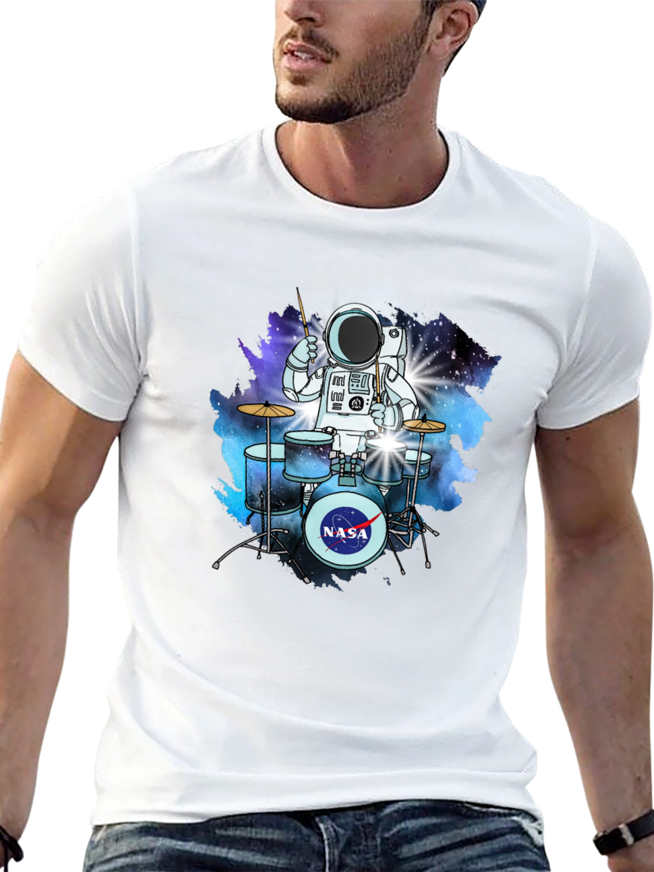 Astronaut Drummer T-Shirt - Space NASA Tee