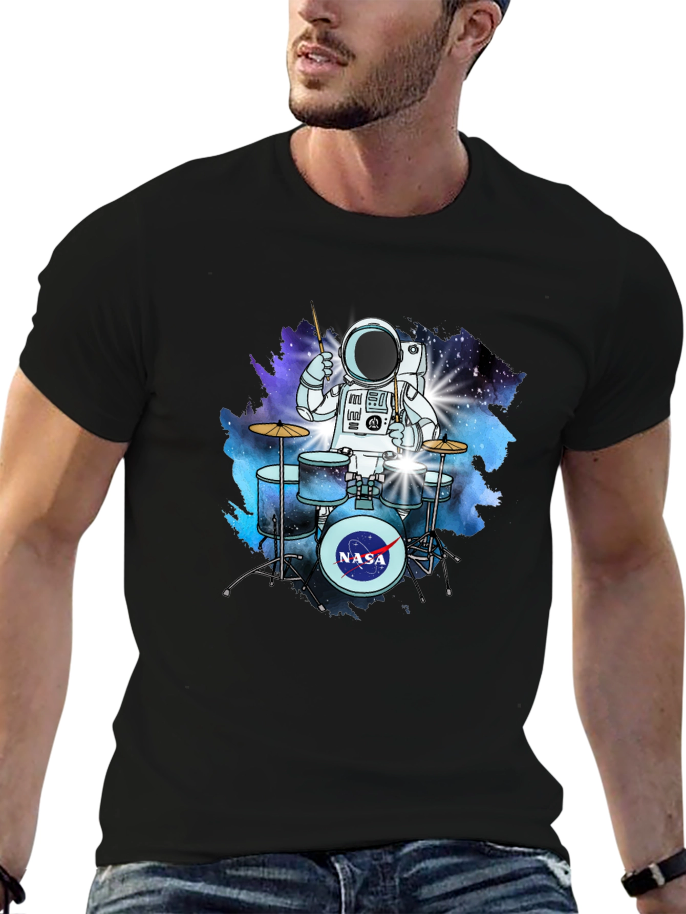 Astronaut Drummer T-Shirt - Space NASA Tee