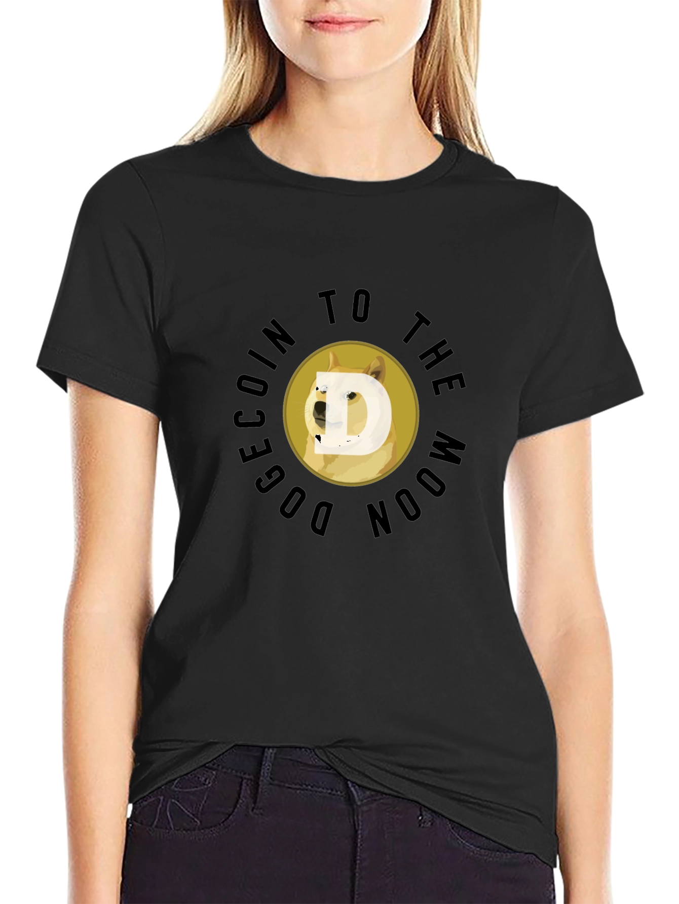 DogeCoin To The Moon Black T-Shirt