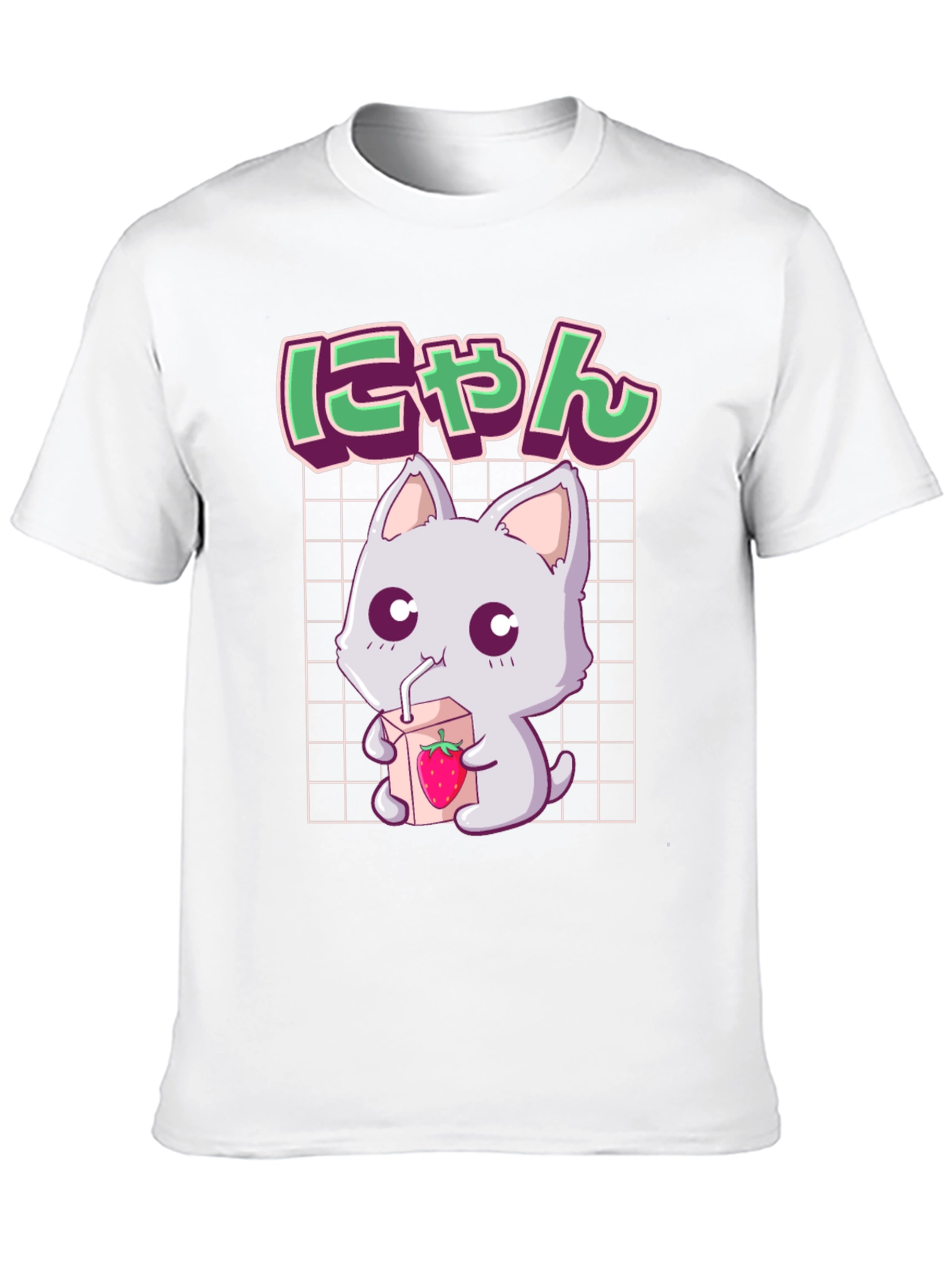 Kawaii Cat Strawberry Milk Anime Graphic Tee