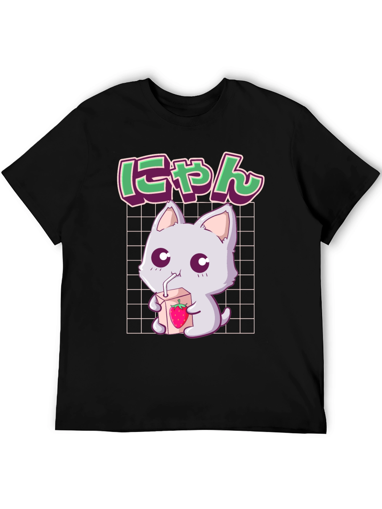 Kawaii Cat Strawberry Milk Anime Graphic Tee