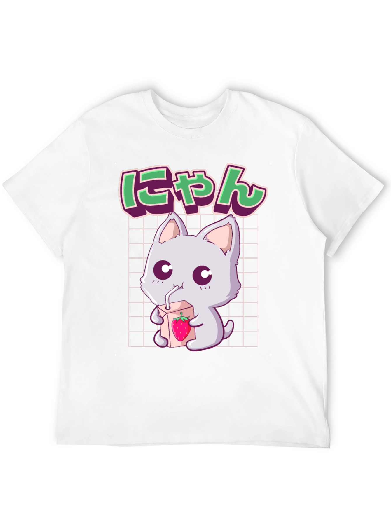 Kawaii Cat Strawberry Milk Anime Graphic Tee
