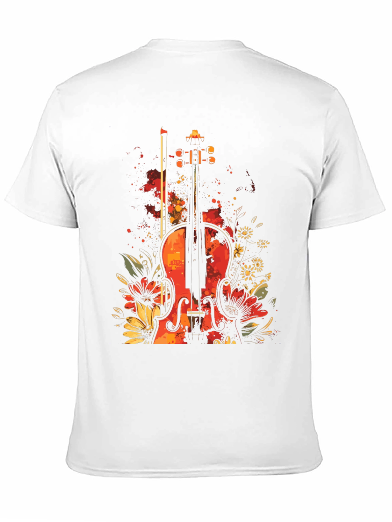 Floral Violin Graphic Tee - Black T-Shirt
