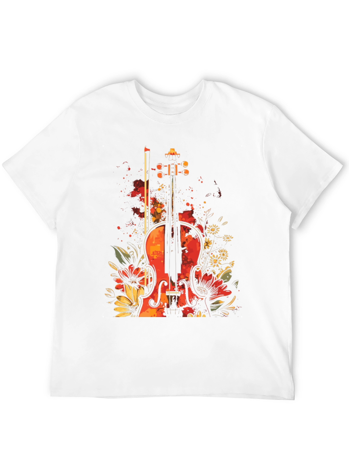 Floral Violin Graphic Tee - Black T-Shirt
