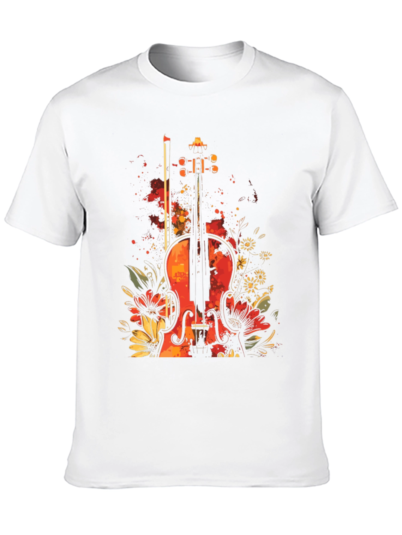 Floral Violin Graphic Tee - Black T-Shirt