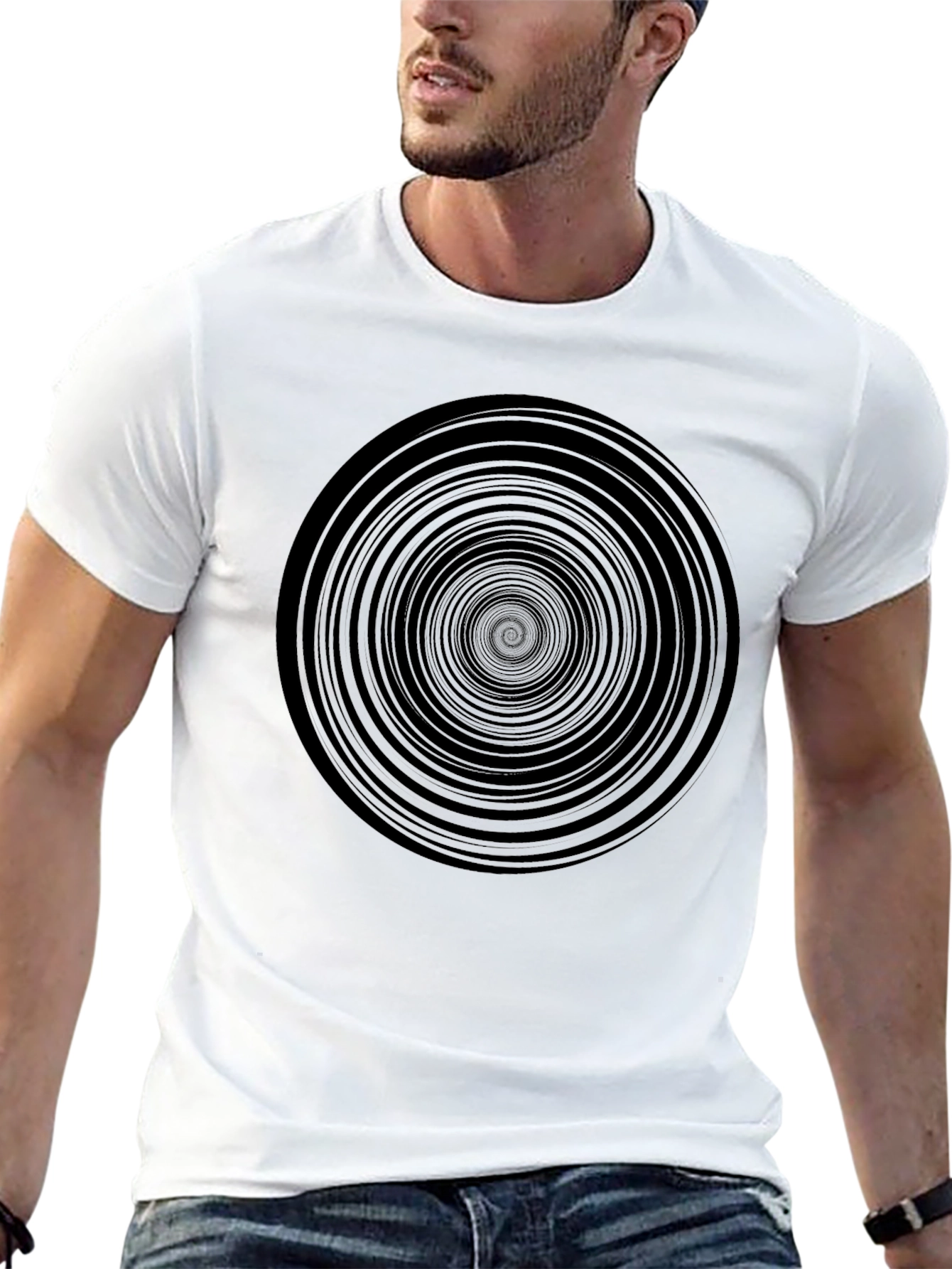 Hypnotic Spiral Black Graphic Tee