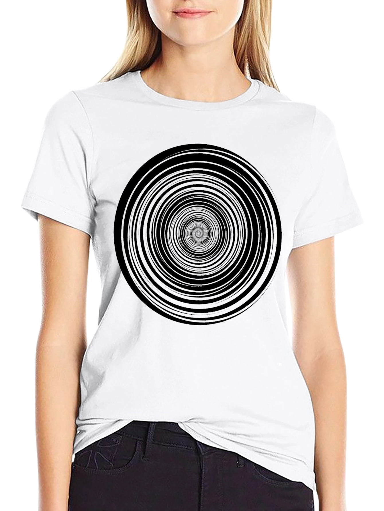 Hypnotic Spiral Black Graphic Tee