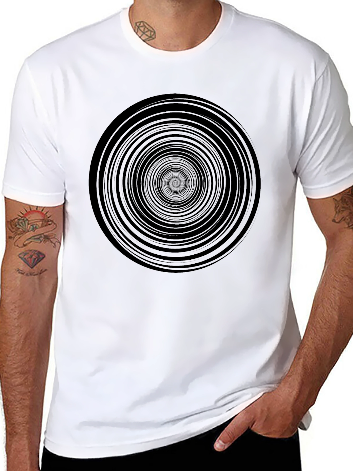 Hypnotic Spiral Black Graphic Tee